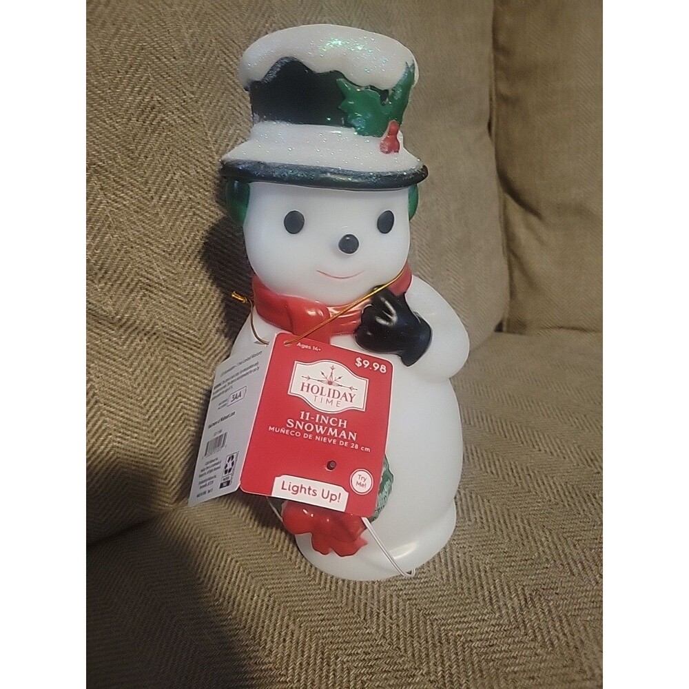 Holiday Time‎ Snowman Blow Mold 11" Tabletop Lights Up Indoor NEW